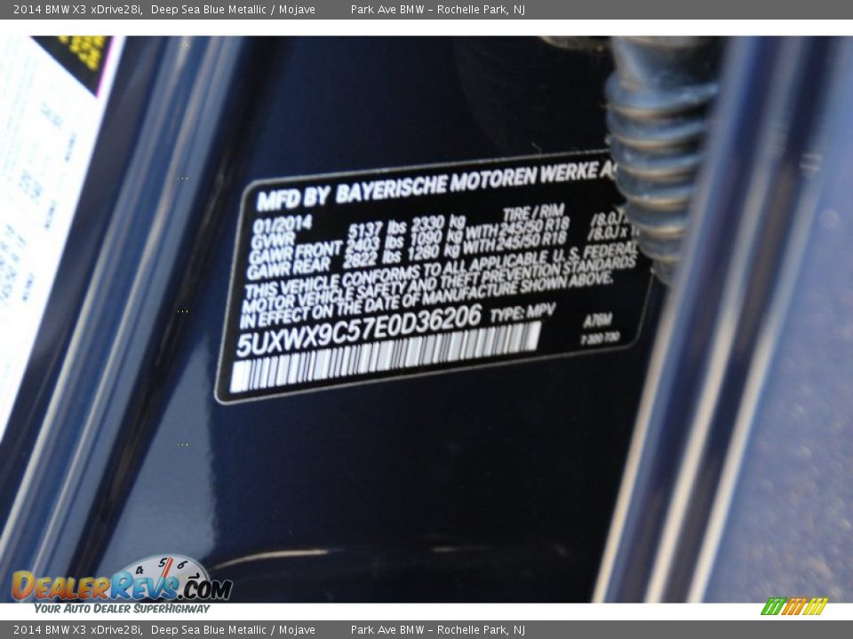 2014 BMW X3 xDrive28i Deep Sea Blue Metallic / Mojave Photo #35