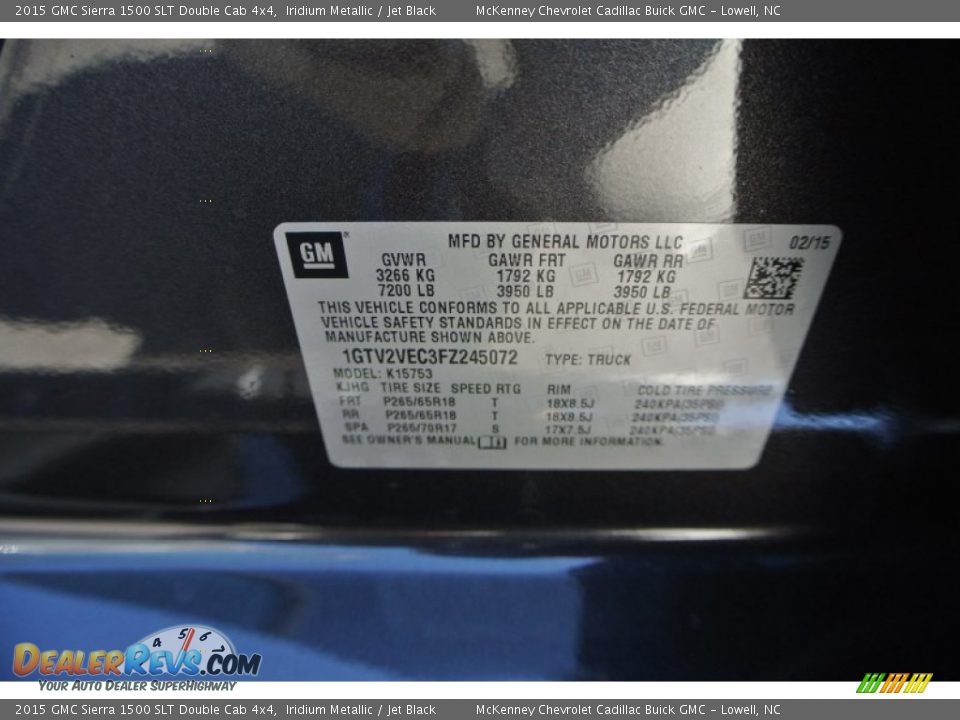 2015 GMC Sierra 1500 SLT Double Cab 4x4 Iridium Metallic / Jet Black Photo #7