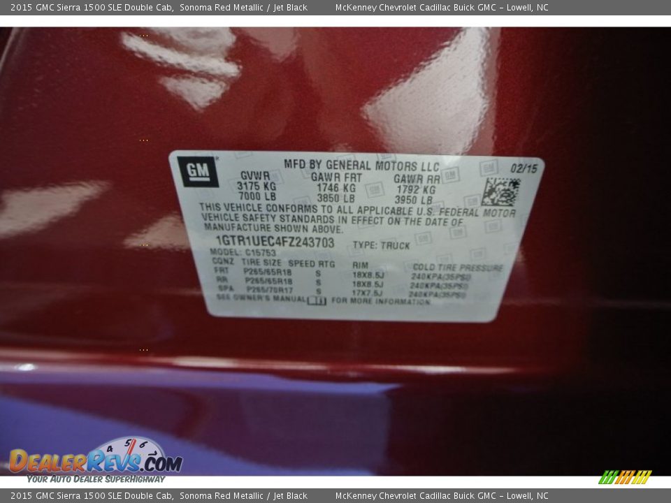 2015 GMC Sierra 1500 SLE Double Cab Sonoma Red Metallic / Jet Black Photo #7