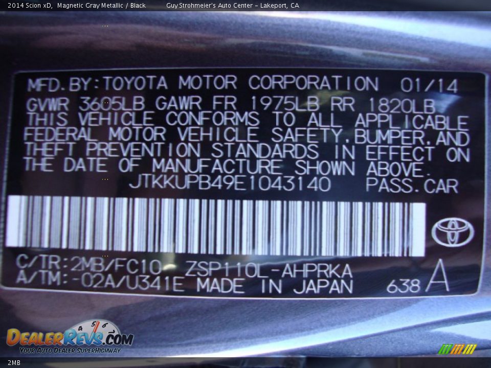 Scion Color Code 2MB Magnetic Gray Metallic