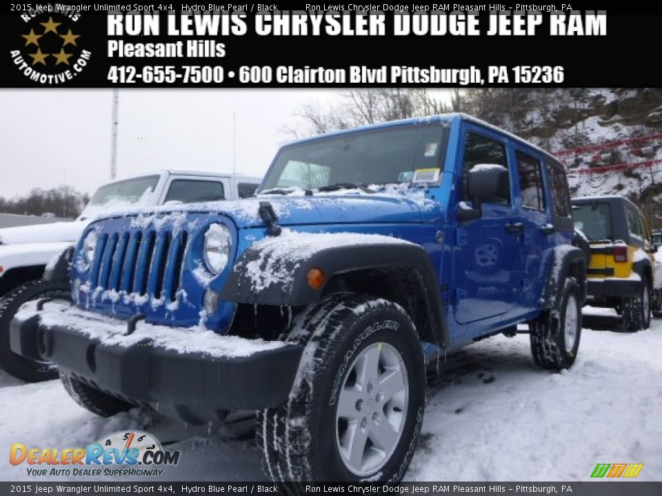 2015 Jeep Wrangler Unlimited Sport 4x4 Hydro Blue Pearl / Black Photo #1