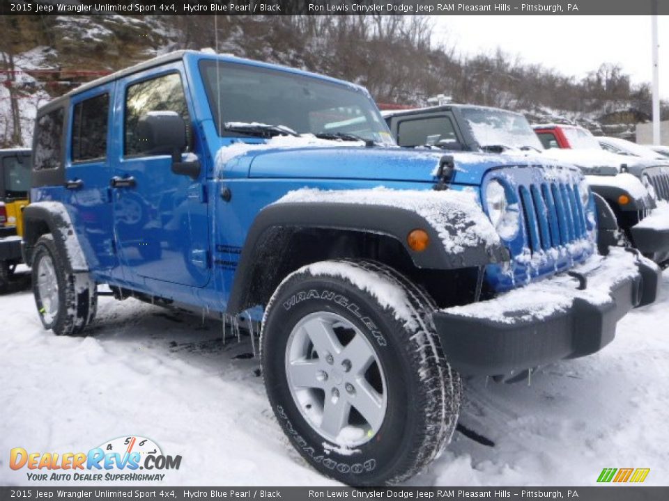 2015 Jeep Wrangler Unlimited Sport 4x4 Hydro Blue Pearl / Black Photo #6
