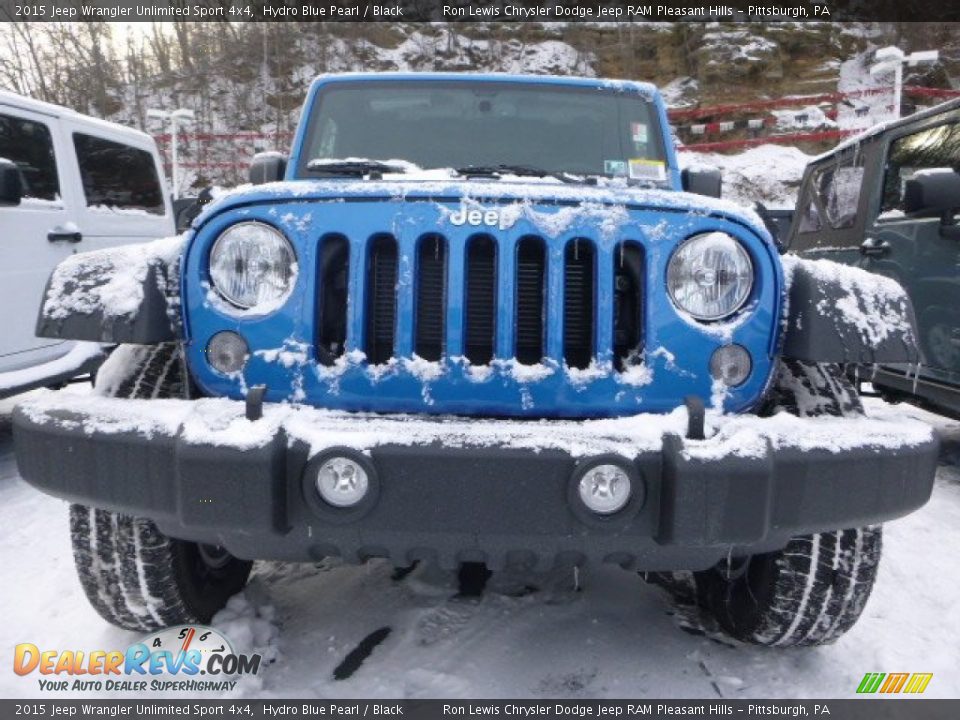 2015 Jeep Wrangler Unlimited Sport 4x4 Hydro Blue Pearl / Black Photo #7