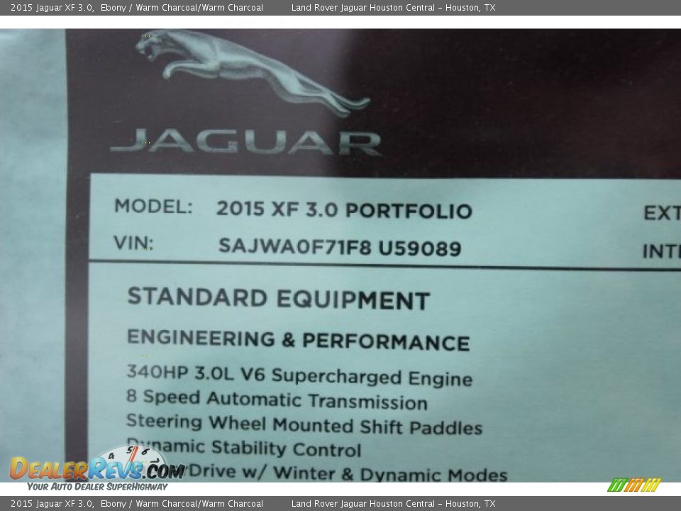 2015 Jaguar XF 3.0 Ebony / Warm Charcoal/Warm Charcoal Photo #36