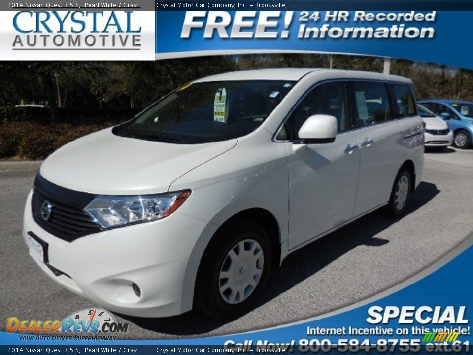 2014 Nissan Quest 3.5 S Pearl White / Gray Photo #1