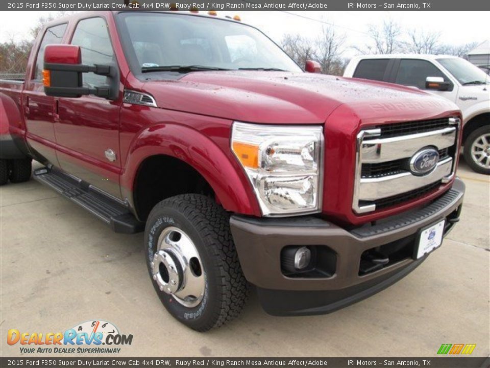 2015 Ford F350 Super Duty Lariat Crew Cab 4x4 DRW Ruby Red / King Ranch Mesa Antique Affect/Adobe Photo #2