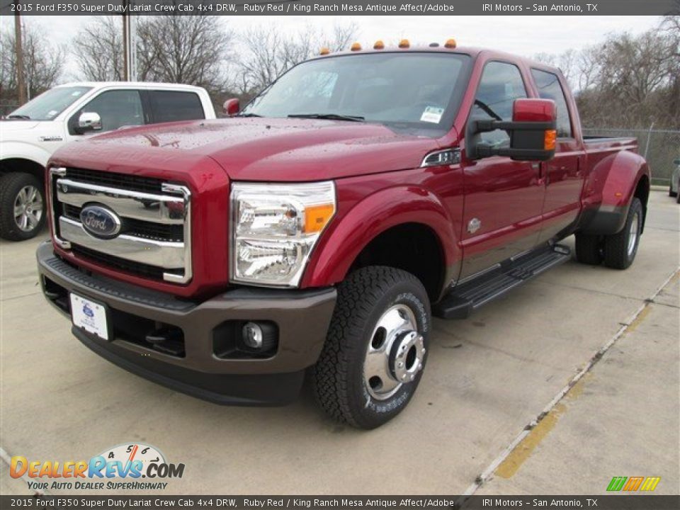 2015 Ford F350 Super Duty Lariat Crew Cab 4x4 DRW Ruby Red / King Ranch Mesa Antique Affect/Adobe Photo #8