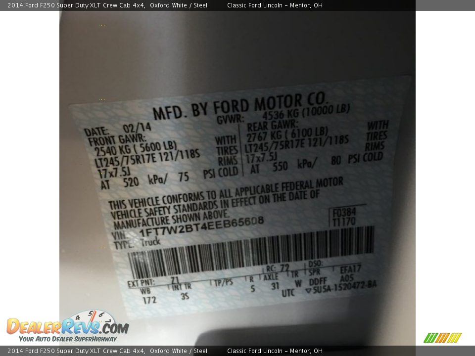 2014 Ford F250 Super Duty XLT Crew Cab 4x4 Oxford White / Steel Photo #4