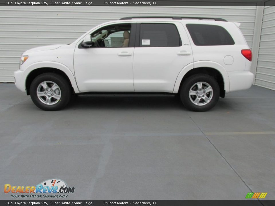 2015 Toyota Sequoia SR5 Super White / Sand Beige Photo #6
