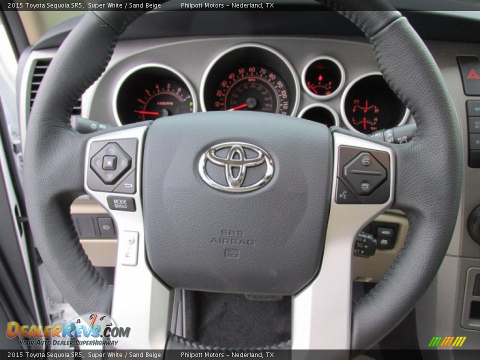 2015 Toyota Sequoia SR5 Super White / Sand Beige Photo #34