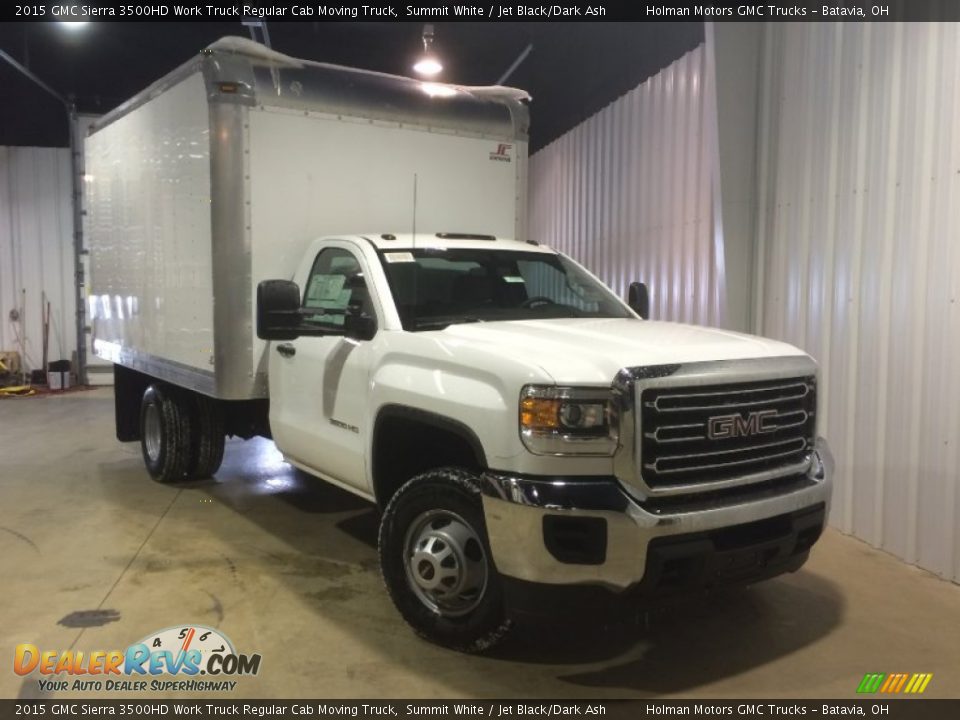 Front 3/4 View of 2015 GMC Sierra 3500HD Work Truck Regular Cab Moving Truck Photo #1