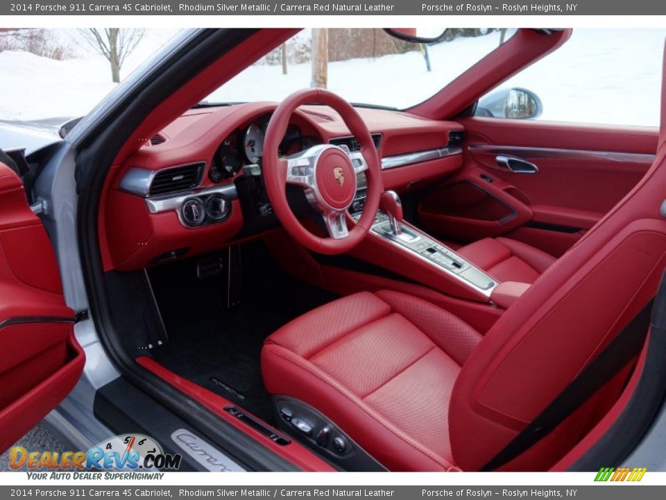 Carrera Red Natural Leather Interior - 2014 Porsche 911 Carrera 4S Cabriolet Photo #12