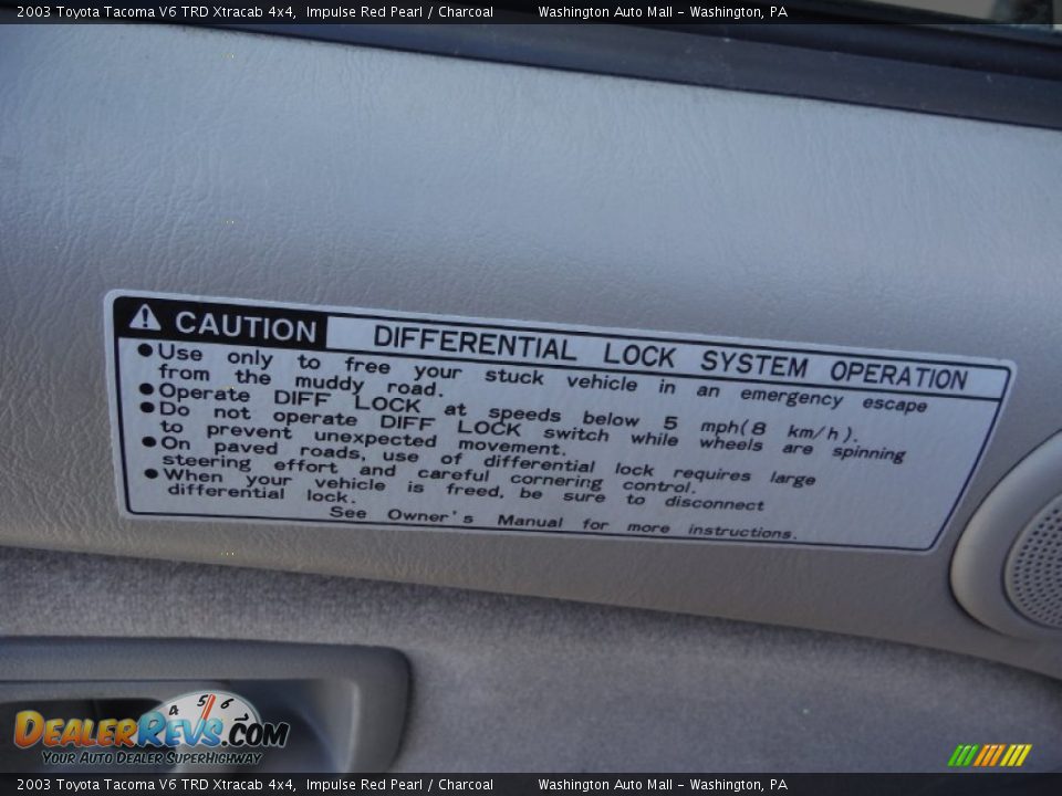 2003 Toyota Tacoma V6 TRD Xtracab 4x4 Impulse Red Pearl / Charcoal Photo #12