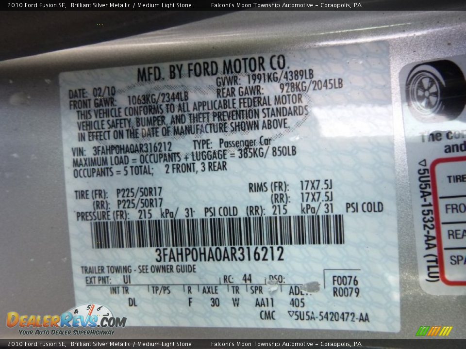 2010 Ford Fusion SE Brilliant Silver Metallic / Medium Light Stone Photo #23