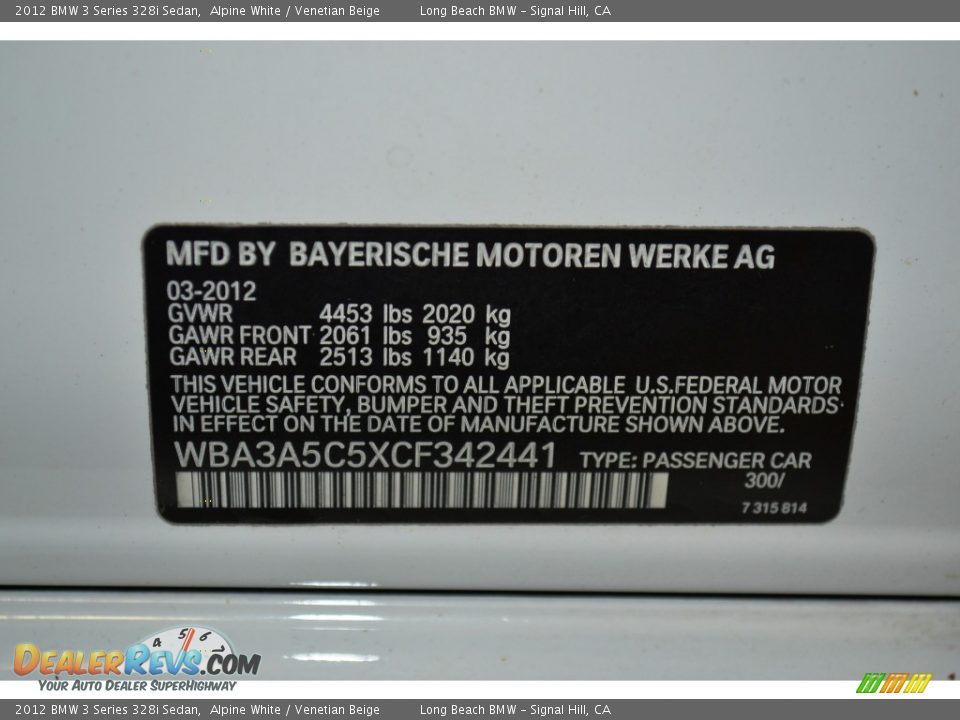 2012 BMW 3 Series 328i Sedan Alpine White / Venetian Beige Photo #11