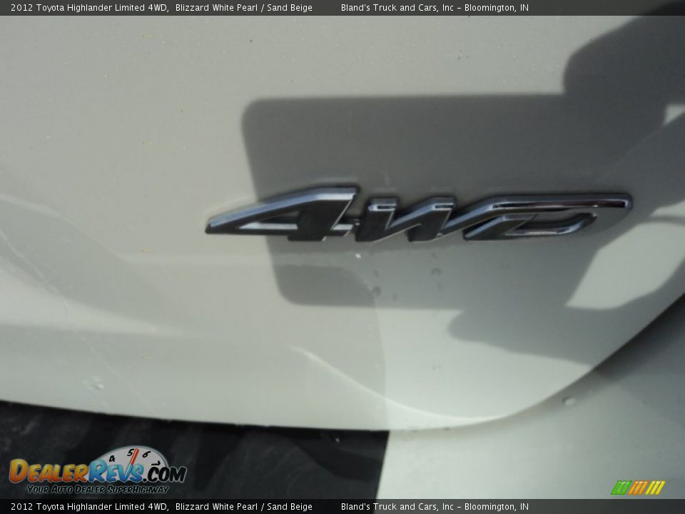 2012 Toyota Highlander Limited 4WD Blizzard White Pearl / Sand Beige Photo #36