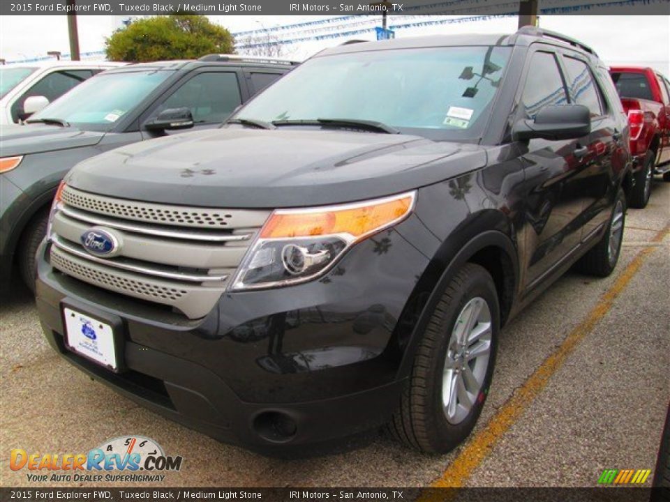 2015 Ford Explorer FWD Tuxedo Black / Medium Light Stone Photo #5