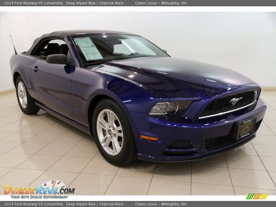 2014 Ford Mustang V6 Convertible Deep Impact Blue / Charcoal Black Photo #2