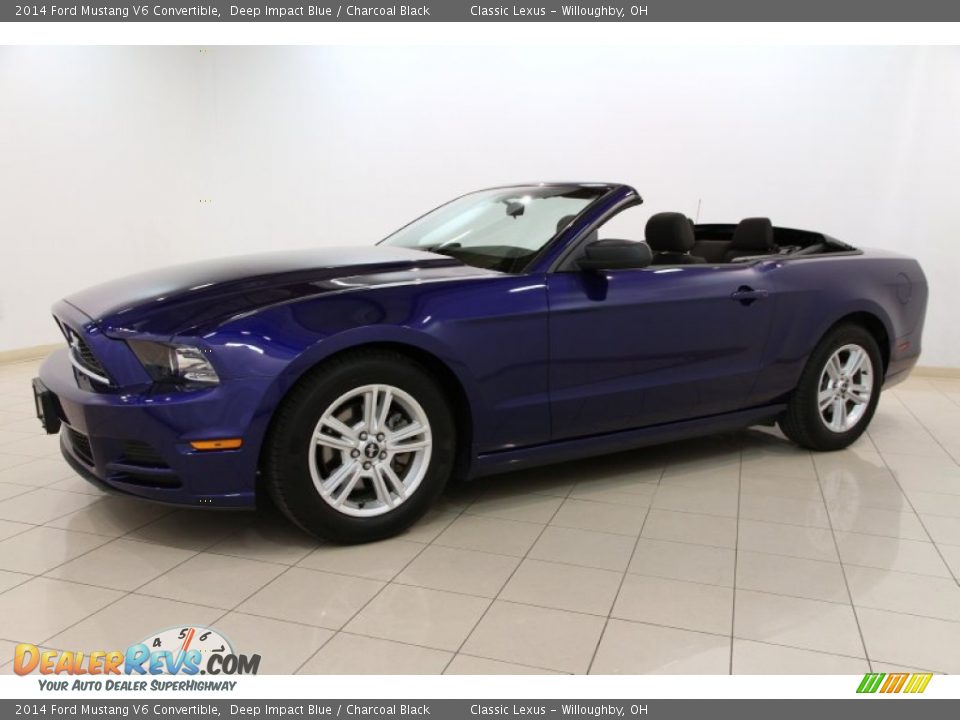 2014 Ford Mustang V6 Convertible Deep Impact Blue / Charcoal Black Photo #4