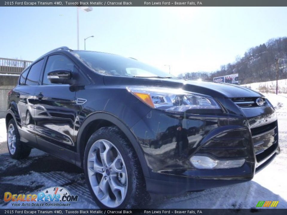 2015 Ford Escape Titanium 4WD Tuxedo Black Metallic / Charcoal Black Photo #3