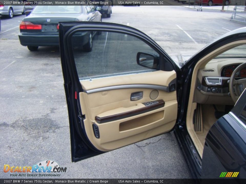 2007 BMW 7 Series 750Li Sedan Monaco Blue Metallic / Cream Beige Photo #5