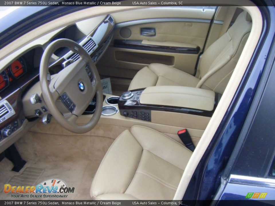 Cream Beige Interior - 2007 BMW 7 Series 750Li Sedan Photo #6