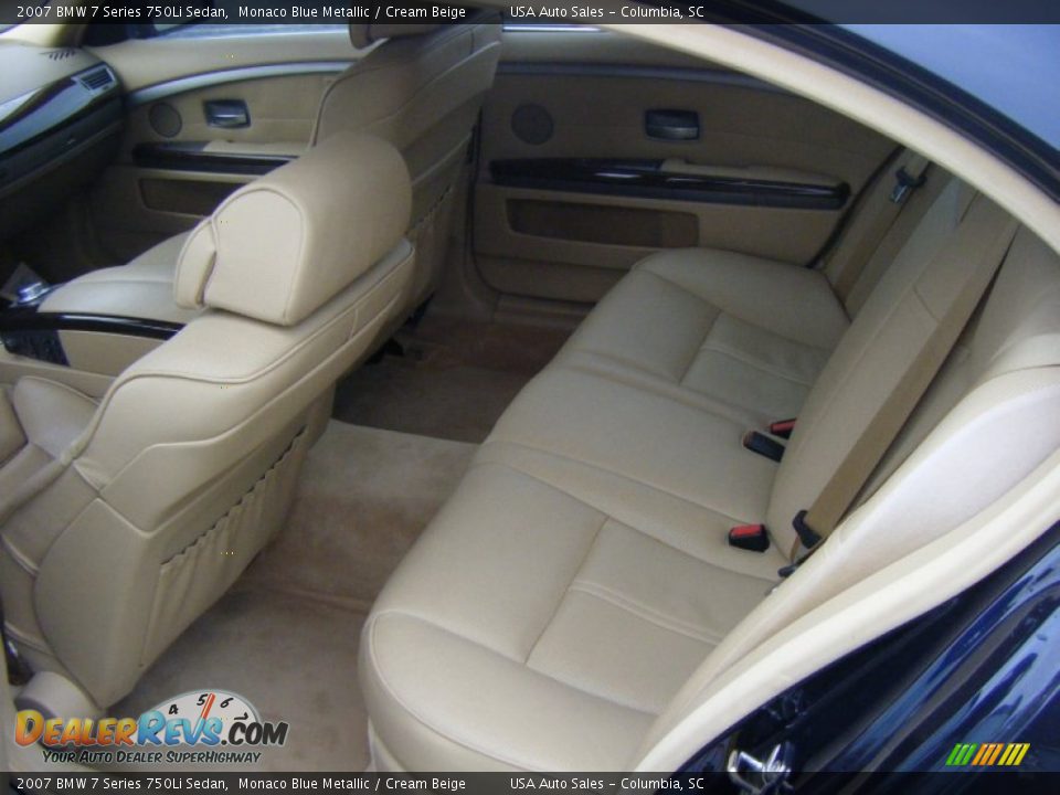 2007 BMW 7 Series 750Li Sedan Monaco Blue Metallic / Cream Beige Photo #11