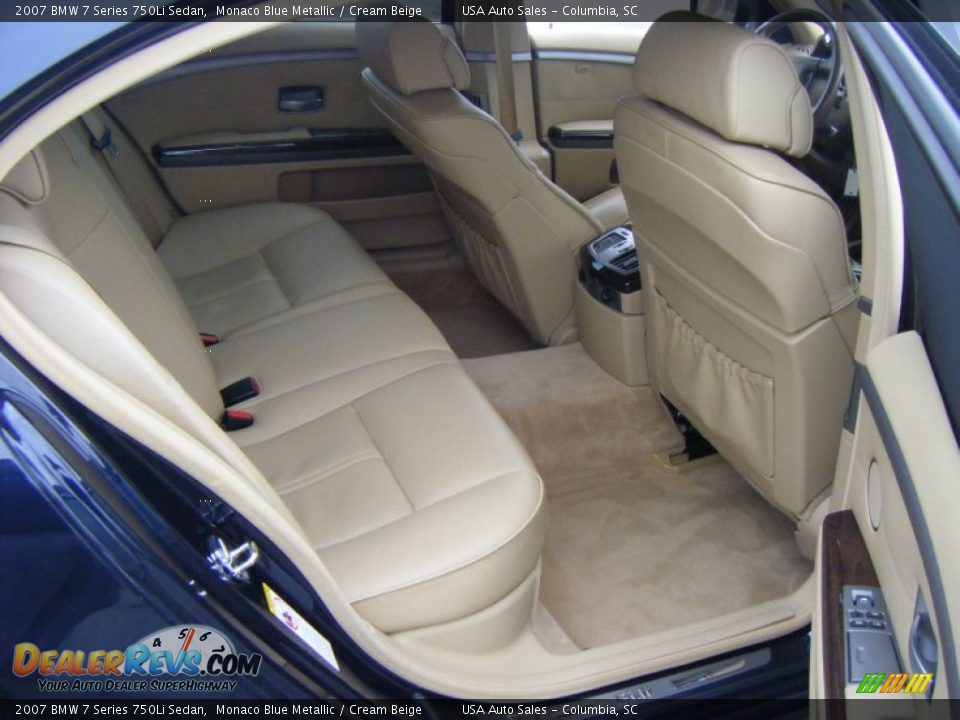 2007 BMW 7 Series 750Li Sedan Monaco Blue Metallic / Cream Beige Photo #13