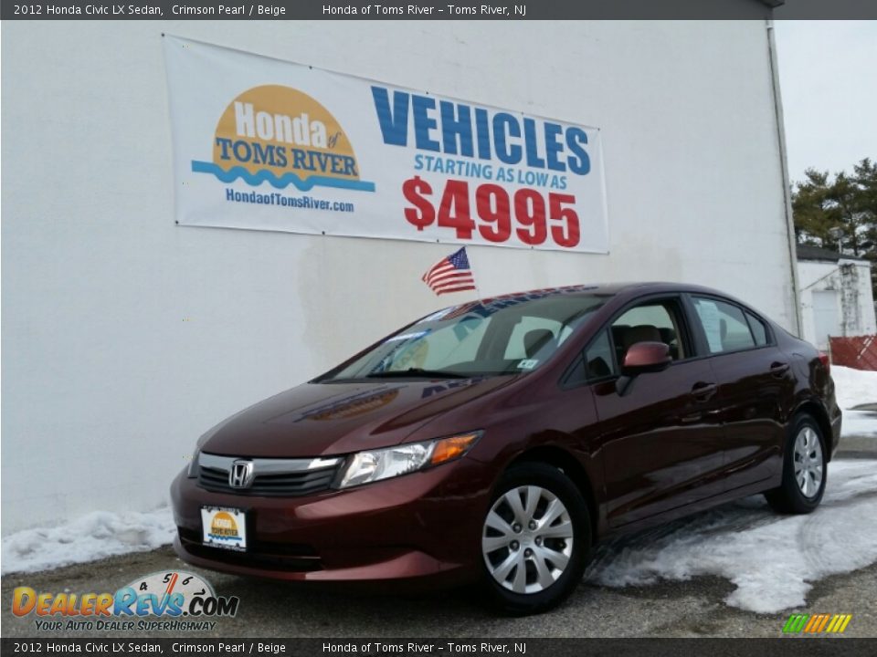 2012 Honda Civic LX Sedan Crimson Pearl / Beige Photo #1
