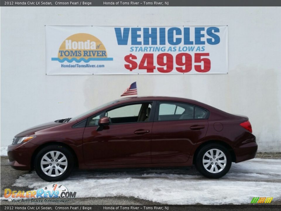2012 Honda Civic LX Sedan Crimson Pearl / Beige Photo #3
