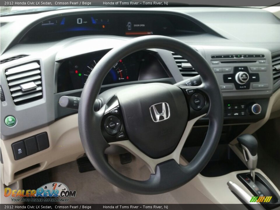 2012 Honda Civic LX Sedan Crimson Pearl / Beige Photo #13