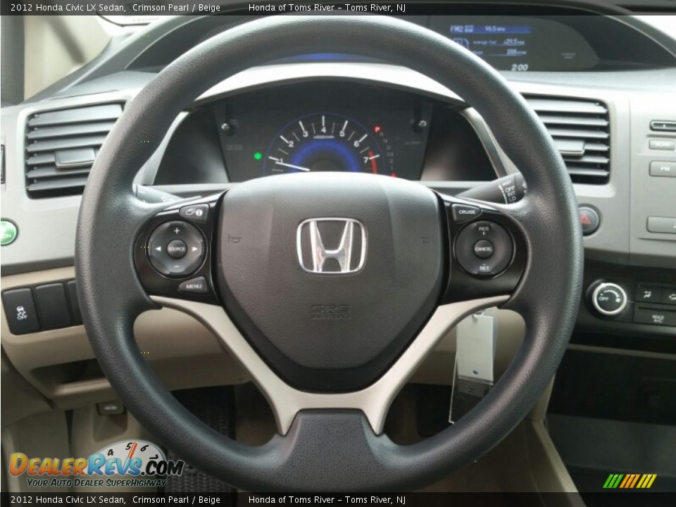 2012 Honda Civic LX Sedan Crimson Pearl / Beige Photo #17
