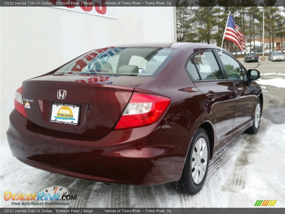 2012 Honda Civic LX Sedan Crimson Pearl / Beige Photo #20