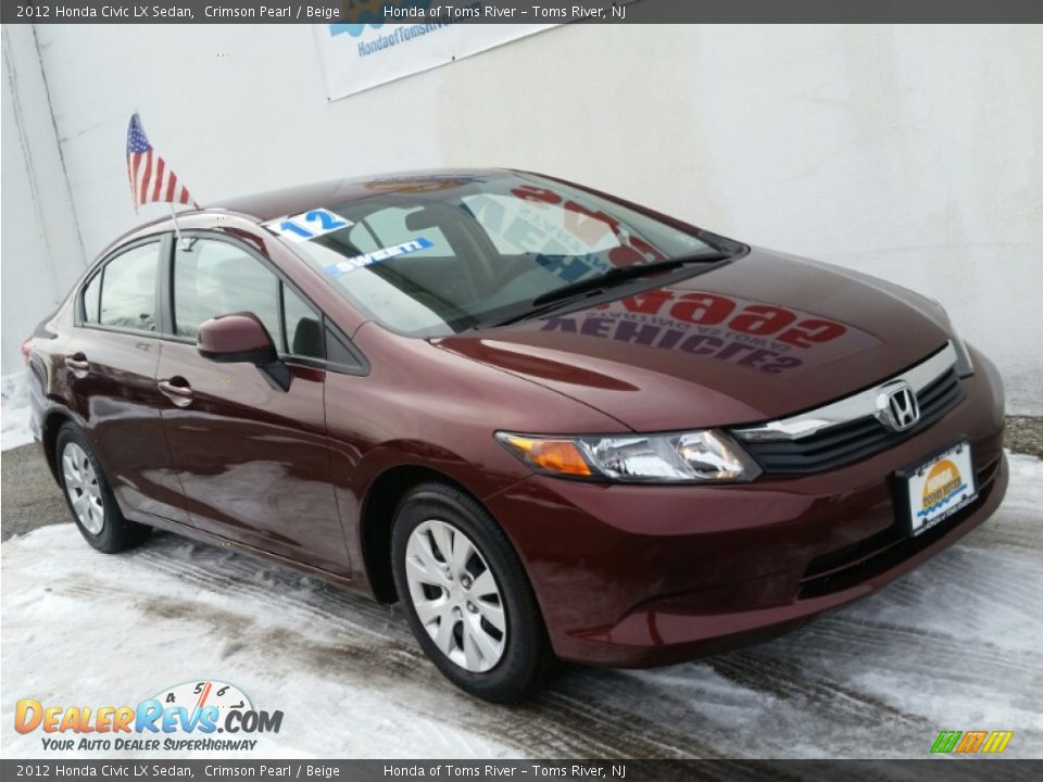 2012 Honda Civic LX Sedan Crimson Pearl / Beige Photo #22