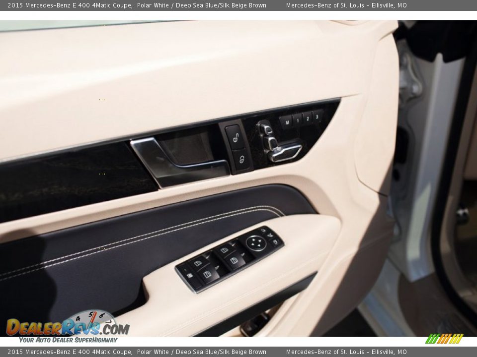 2015 Mercedes-Benz E 400 4Matic Coupe Polar White / Deep Sea Blue/Silk Beige Brown Photo #9