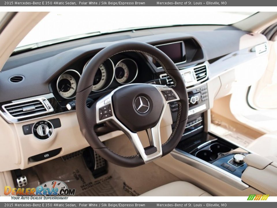 2015 Mercedes-Benz E 350 4Matic Sedan Polar White / Silk Beige/Espresso Brown Photo #10