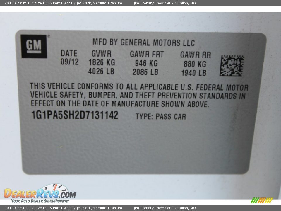 2013 Chevrolet Cruze LS Summit White / Jet Black/Medium Titanium Photo #17