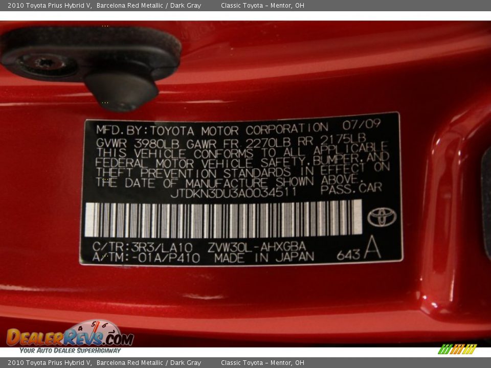 2010 Toyota Prius Hybrid V Barcelona Red Metallic / Dark Gray Photo #18