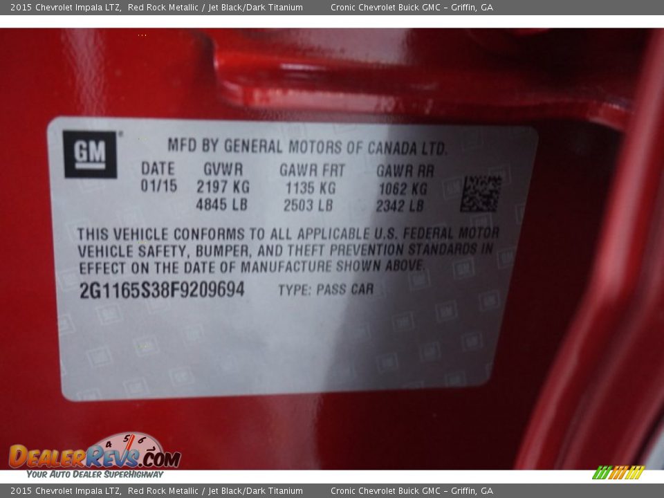 2015 Chevrolet Impala LTZ Red Rock Metallic / Jet Black/Dark Titanium Photo #16