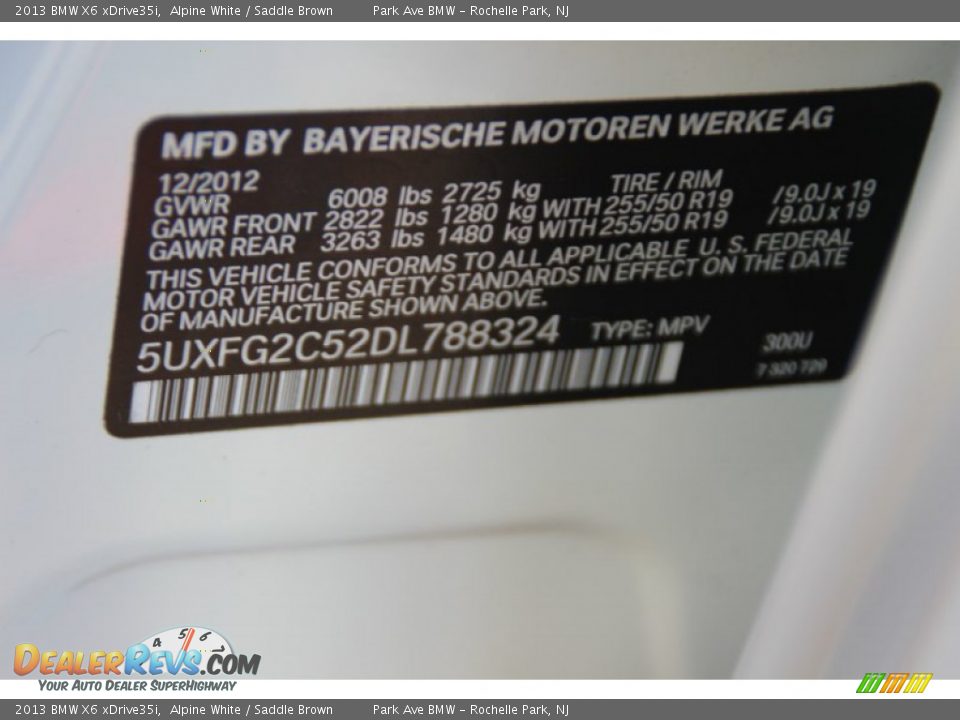 2013 BMW X6 xDrive35i Alpine White / Saddle Brown Photo #34