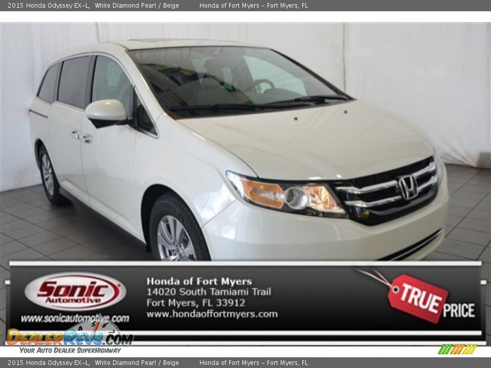 2015 Honda Odyssey EX-L White Diamond Pearl / Beige Photo #1