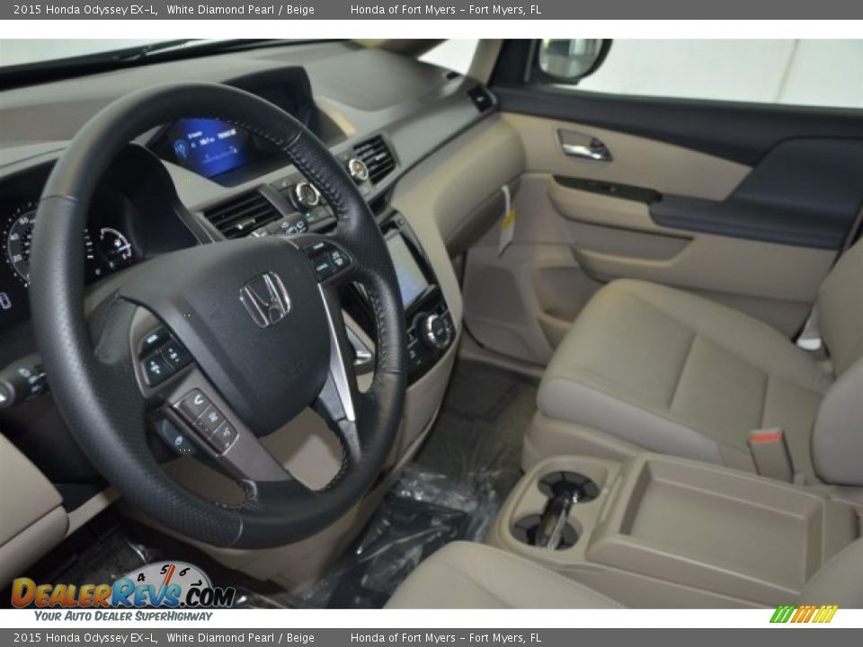 2015 Honda Odyssey EX-L White Diamond Pearl / Beige Photo #8