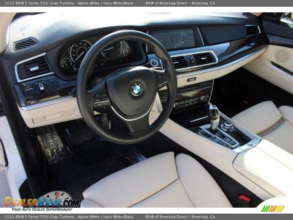 2012 BMW 5 Series 550i Gran Turismo Alpine White / Ivory White/Black Photo #9