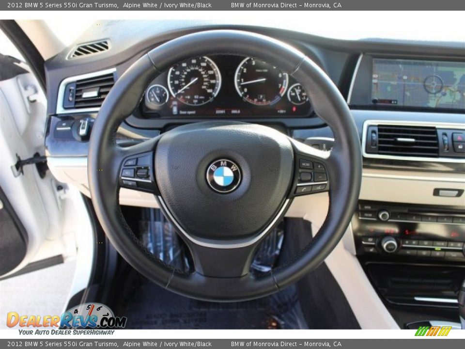2012 BMW 5 Series 550i Gran Turismo Alpine White / Ivory White/Black Photo #24