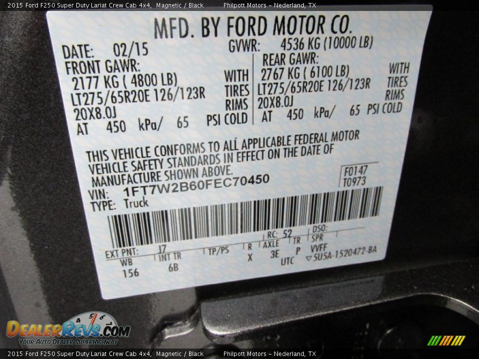 2015 Ford F250 Super Duty Lariat Crew Cab 4x4 Magnetic / Black Photo #36