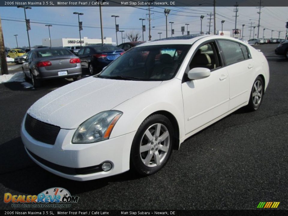 2006 Nissan Maxima 3.5 SL Winter Frost Pearl / Cafe Latte Photo #2