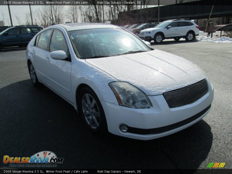 2006 Nissan Maxima 3.5 SL Winter Frost Pearl / Cafe Latte Photo #4