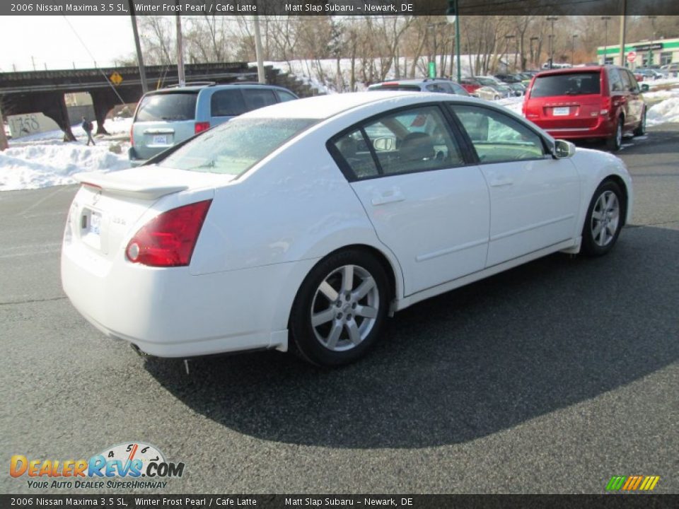 2006 Nissan Maxima 3.5 SL Winter Frost Pearl / Cafe Latte Photo #6