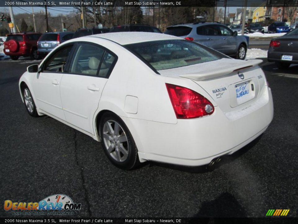 2006 Nissan Maxima 3.5 SL Winter Frost Pearl / Cafe Latte Photo #8