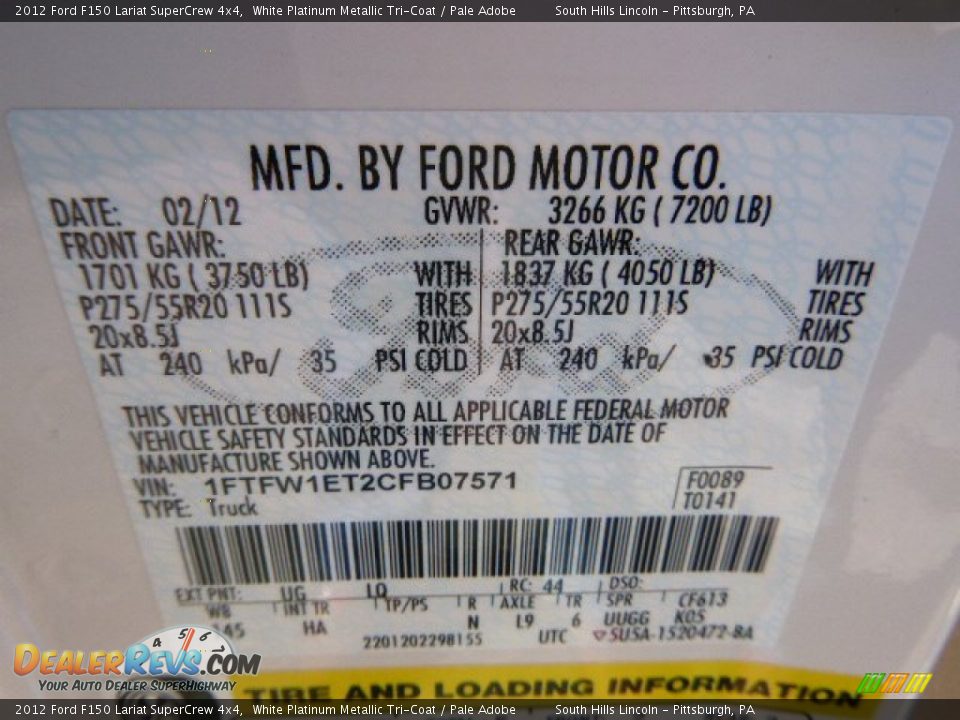 2012 Ford F150 Lariat SuperCrew 4x4 White Platinum Metallic Tri-Coat / Pale Adobe Photo #23
